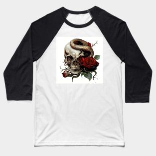 Gothic Skull (Best On White Tee) Baseball T-Shirt